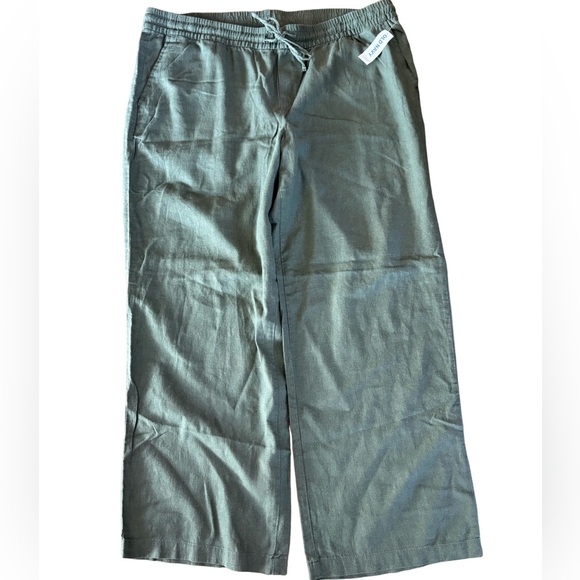 Old Navy linen-blend wide-leg pants in olive green NWT Size XL SP17 - Picture 2 of 11
